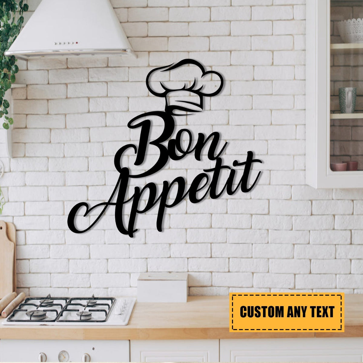 Bon Appetit Cooking Chef's Hat Metal Sign, Metal Laser Cut Metal Signs Custom Gift Ideas