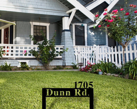 Lawn Address Sign, Monogram Metal Sign, Custom Address Sign, Address Sign, Personalized Metal Yard Art, Metal Address Plaque For Yard, Front, Metal Laser Cut Metal Signs Custom Gift Ideas