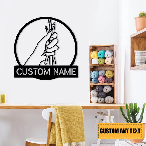 Personalized Crochet Knitting Metal Sign, Wedding, Anniversary Gift For Her, Mother, Grandma, Metal Laser Cut Metal Signs Custom Gift Ideas