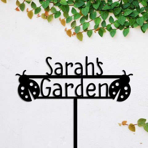 Ladybug Metal Garden Sign, Custom Garden Stake, Home Decor, Wedding Art Gift For Her, Gardening Lovers, Metal Laser Cut Metal Signs Custom Gift Ideas