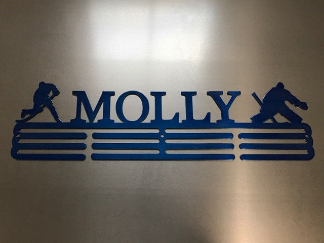 Hockey Custom Name Medal Hanger Holder Display Rack 3 Rung, Cut Metal Sign, Metal Wall Art, Laser Cut Metal Signs Custom Gift Ideas