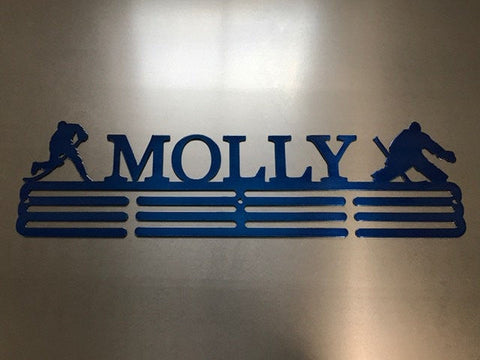 Hockey Custom Name Medal Hanger Holder Display Rack 3 Rung, Cut Metal Sign, Metal Wall Art, Laser Cut Metal Signs Custom Gift Ideas
