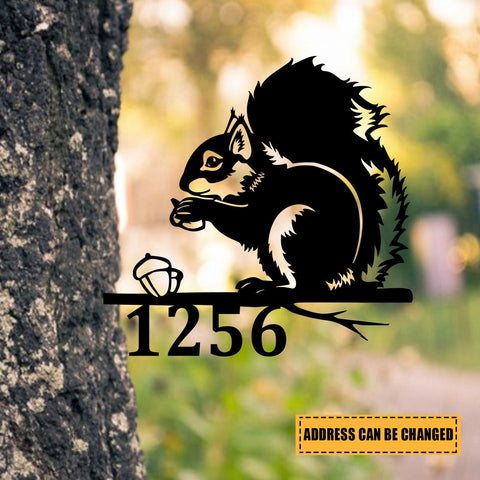 Persoanlized Number Squirrel Cut Metal Stree Stake, Tree, Garden Decor, Metal Laser Cut Metal Signs Custom Gift Ideas