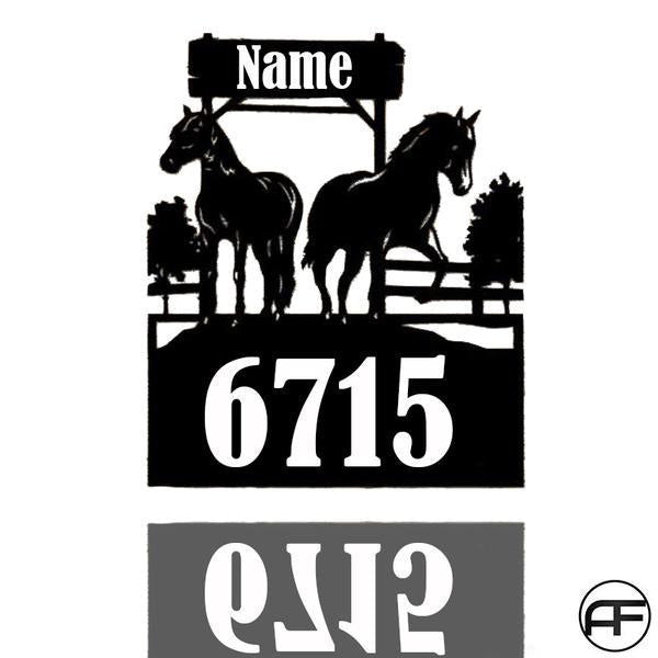 Horse Address Sign Personalized Horse Metal Sign, Horseshoe Art, Western Decor, Initial Metal Sign, Housewarming Gift, Farmhouse Decor Afculture Metal Wall Art, Metal Laser Cut Metal Signs Custom Gift Ideas