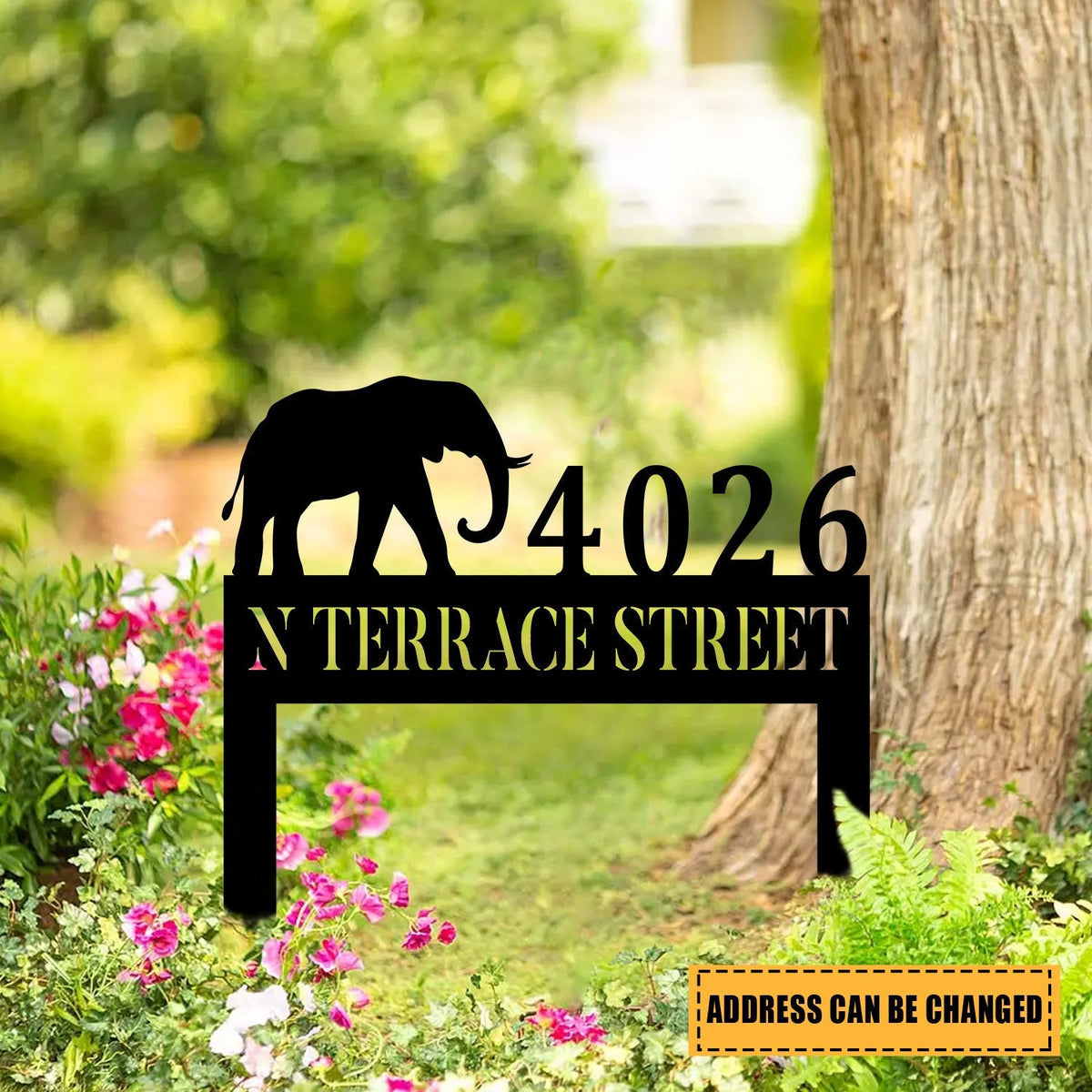 Custom Address Elephant Metal Art, Gift For Elephant Lovers, Metal Laser Cut Metal Signs Custom Gift Ideas