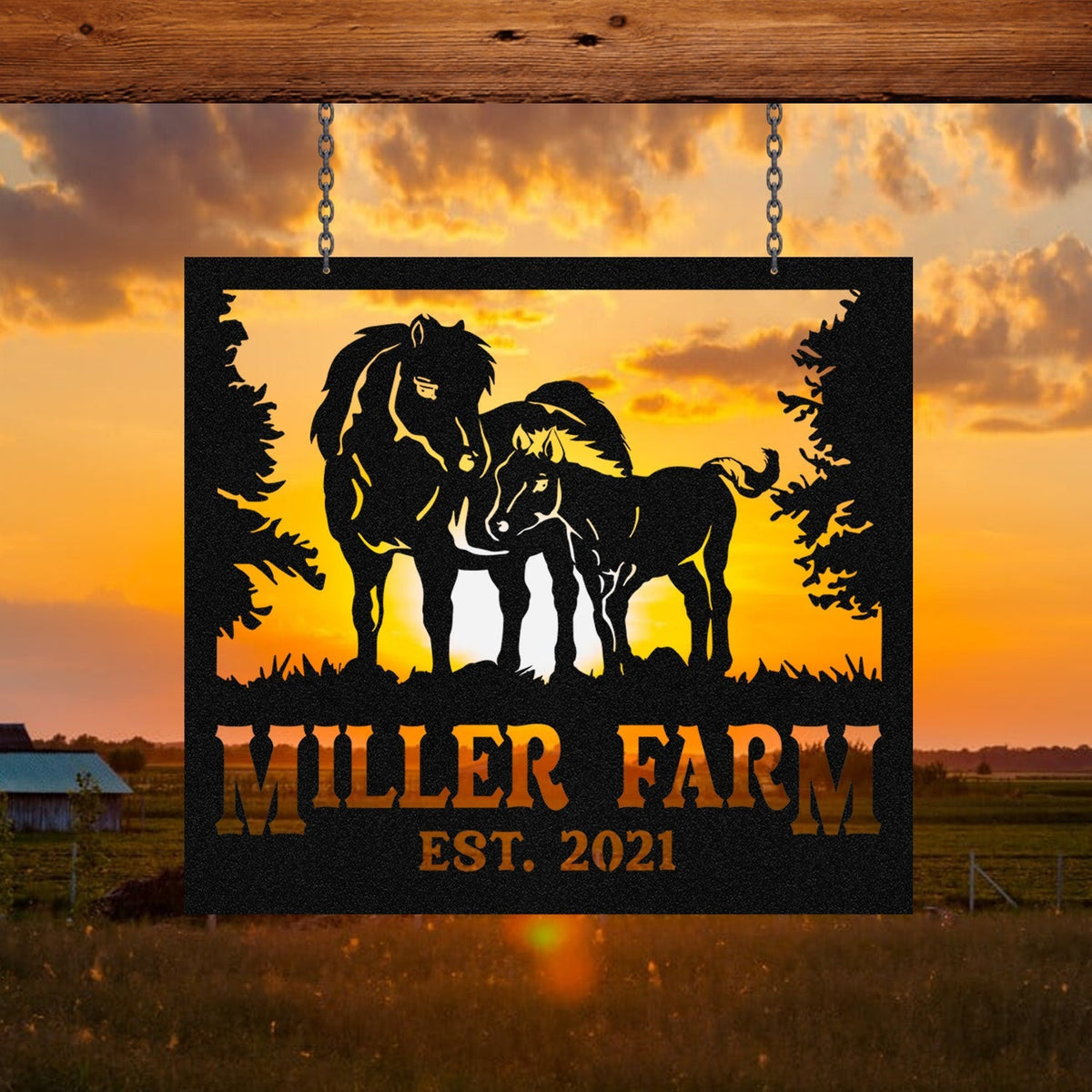 Metal Farm Sign Miniature Horse Monogram, Custom Outdoor, Ranch, Stable, Barn, Metal Laser Cut Metal Signs Custom Gift Ideas