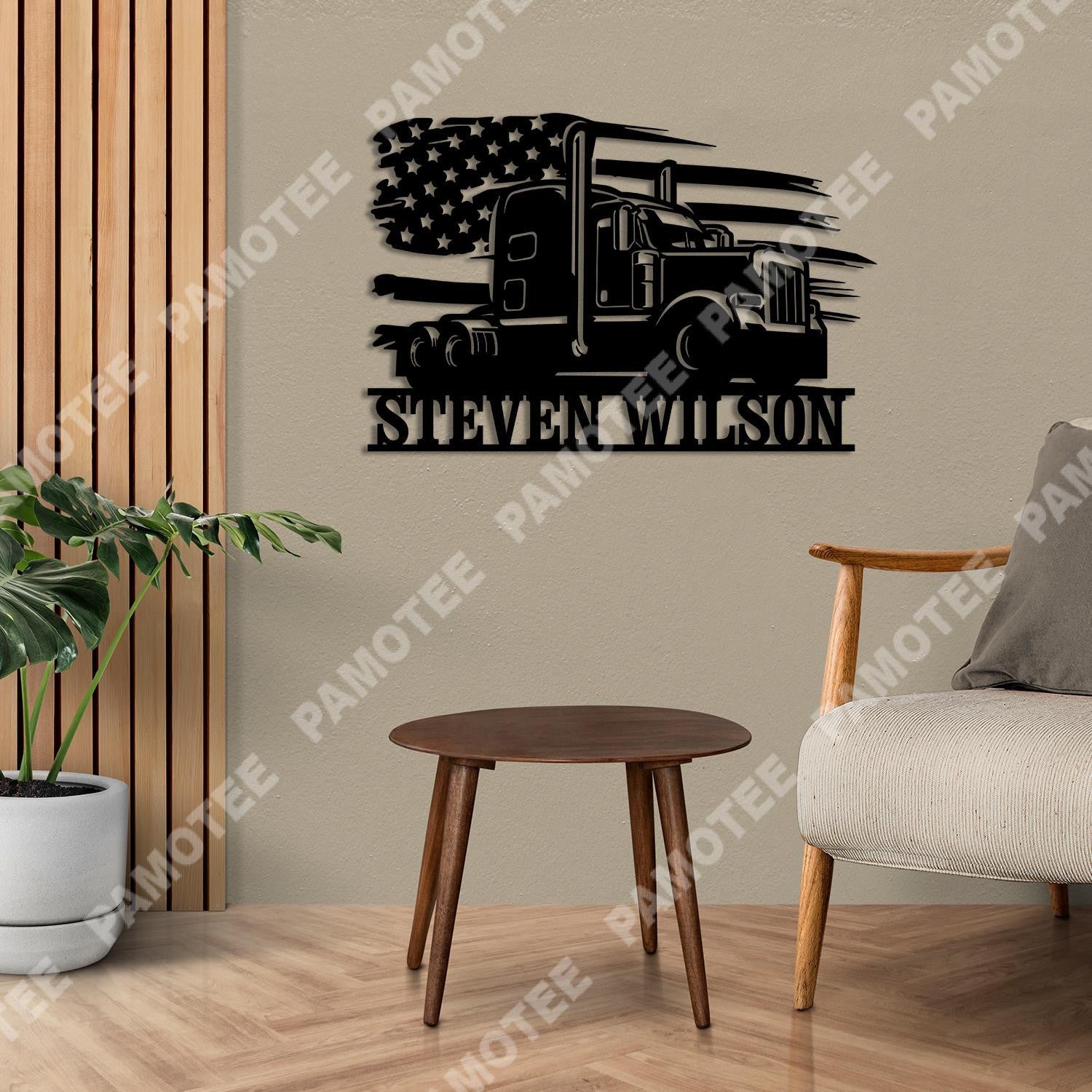 Custom Truck And American Flag Metal Sign, Gift For, Husband, Gift For Him, Metal Laser Cut Metal Signs Custom Gift Ideas