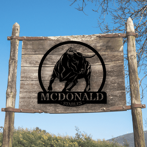 Personalized Bull Ranch Sign Customized Metal Signs, Custom Metal Sign, Custom Signs, Metal Sign, Metal Laser Cut Metal Signs Custom Gift Ideas