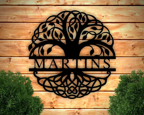 Personalized Tree Of Life Front Porch Sign, Family Name Metal Sign, Last Name Sign, Housewarming Gift, Wedding Gift, Metal Wall Art Decor, Laser Cut Metal Signs Custom Gift Ideas