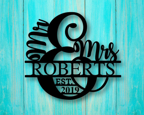 Personalized Established Sign, Metal Family Name Sign, Mr And Mrs Sign, Last Name Sign, Wedding Gift, Custom Anniversary Gift, Newlywed Gift, Laser Cut Metal Signs Custom Gift Ideas