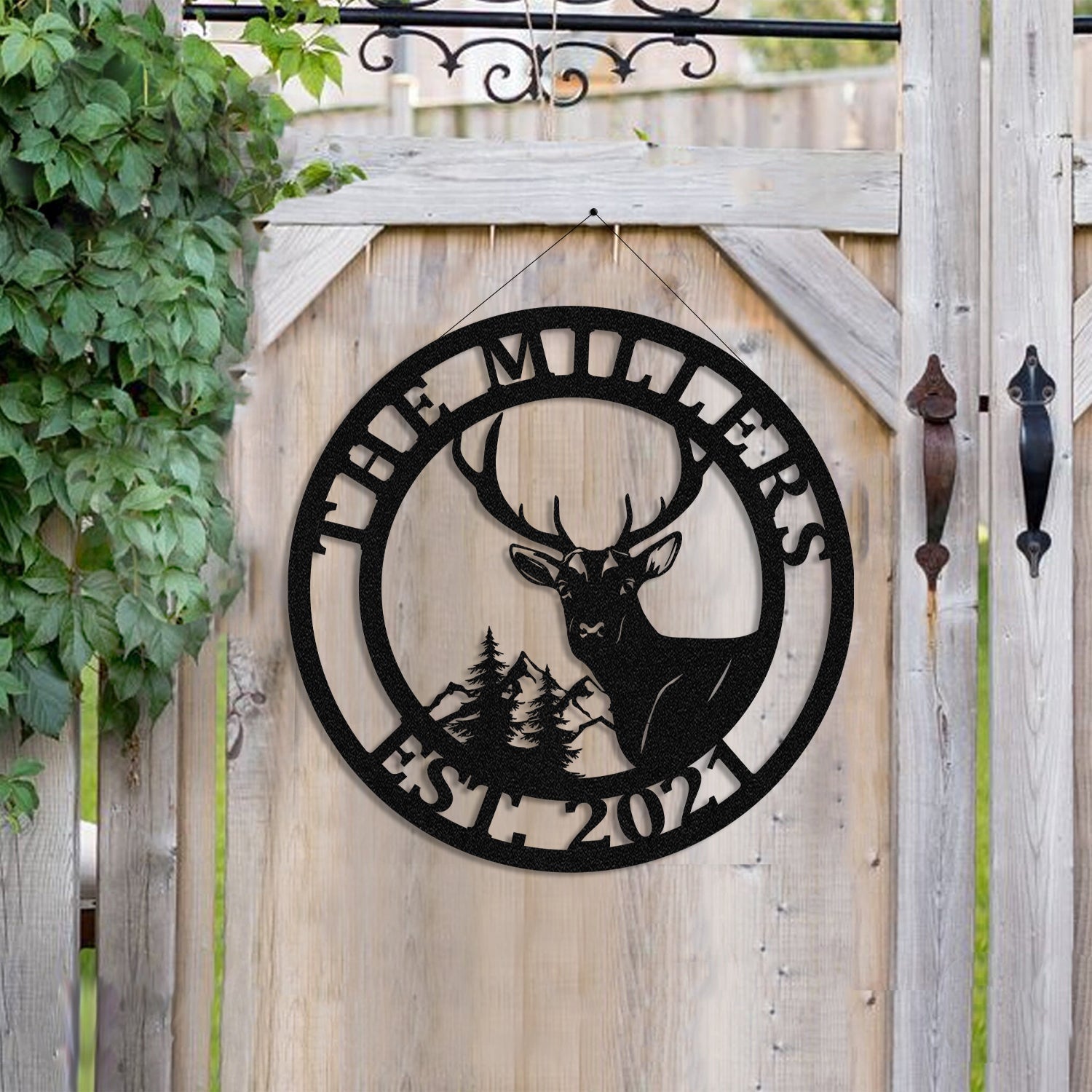 Deer Hunting Hunter Metal Sign Monogram, Custom Cabin, Lodge, Wall Decor, Art Gift For Him, Metal Laser Cut Metal Signs Custom Gift Ideas