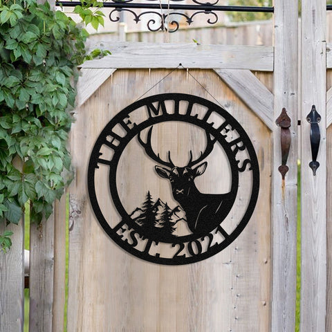 Deer Hunting Hunter Metal Sign Monogram, Custom Cabin, Lodge, Wall Decor, Art Gift For Him, Metal Laser Cut Metal Signs Custom Gift Ideas