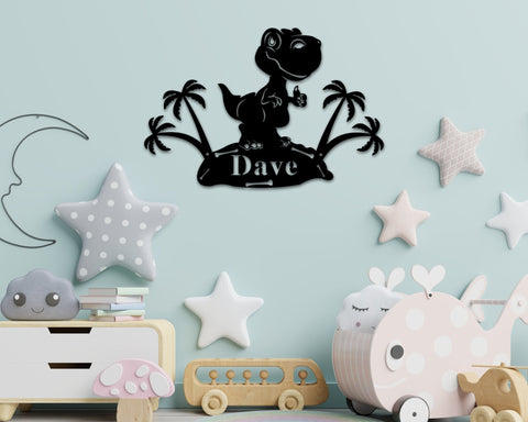 Dinosaur Name Sign. Nursery Decor, Personalized Metal Sign, Metal Name, Personalized Name Sign, Metal Name Sign, Kids Name Sign Dinosaur Kid, Metal Laser Cut Metal Signs Custom Gift Ideas
