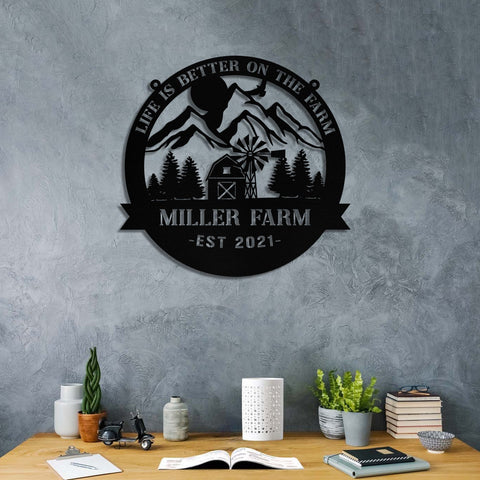 Metal Farm Sign Barn Monogram, Custom Outdoor Farmhouse, Front Gate, Wall Decor Gift, Metal Laser Cut Metal Signs Custom Gift Ideas