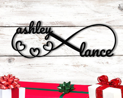 Metal Infinity Name Sign, Infinity Sign With Hearts, Personalized Infinity Sign, Custom Infinity Metal Sign, Infinity Sign Containing Names, Laser Cut Metal Signs Custom Gift Ideas