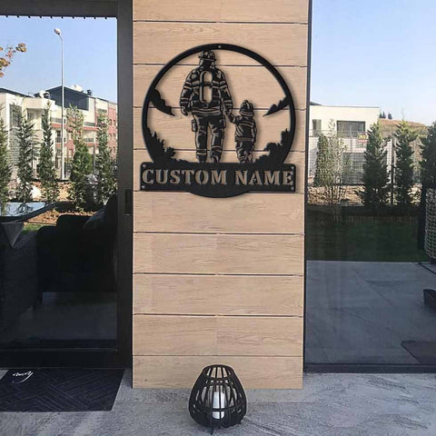 Personalized Firefighter Father And Son Metal Sign Art, Firefighter Father And Son Monogram Metal Sign, Firefighter Gifts, Job Gift, Laser Cut Metal Signs Custom Gift Ideas
