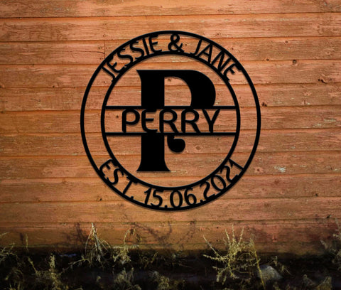 Personalized Family Name Metal Sign, Housewarming Gift, Metal Wall Art, Door Hanger, Wedding Gift, Metal Monogram Sign, Anniversary Gift, Laser Cut Metal Signs Custom Gift Ideas