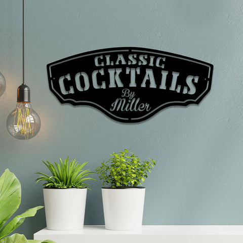 Personalized Cocktails Metal Bar Sign, Custom Pub, Tap, Metal Laser Cut Metal Signs Custom Gift Ideas
