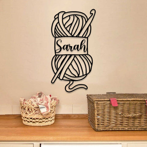 Personalized Crochet Knitting Metal Sign, Wedding, Anniversary Gift For Her, Metal Laser Cut Metal Signs Custom Gift Ideas