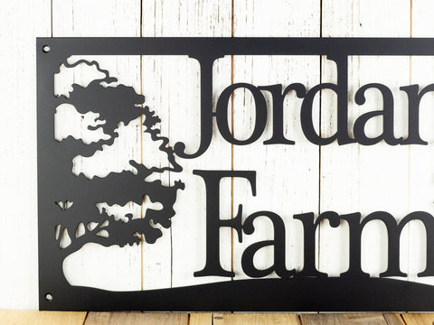 Custom Metal Sign With Oak Trees, Metal Wall Art, Outdoor Plaque, Personalized Sign, Family Name Sign, Custom Sign, Rustic Decor, Laser Cut Metal Signs Custom Gift Ideas