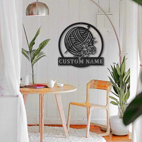 Personalized Crochet Monogram Metal Wall Decor Vii, Cut Metal Sign, Metal Wall Art, Metal House Sign, Metal Laser Cut Metal Signs Custom Gift Ideas