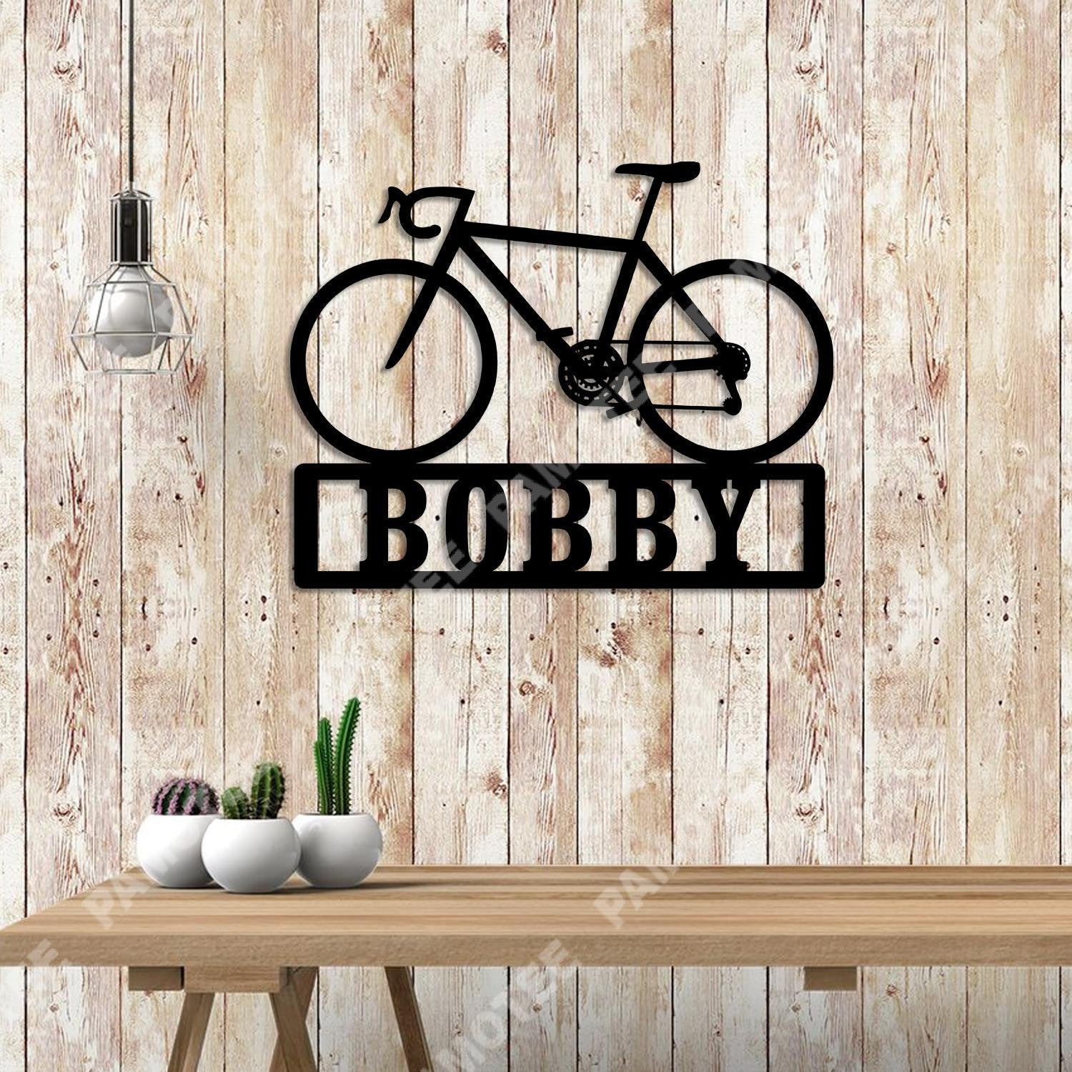 Personalized Name Bike Metal Art, Fahrrad Wall Decoration, Metal Laser Cut Metal Signs Custom Gift Ideas