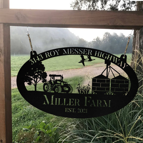 Personalized Metal Farm Sign Grain Bin Tractor, Custom Outdoor Front Gate, Wall Decor Art Gift, Metal Laser Cut Metal Signs Custom Gift Ideas