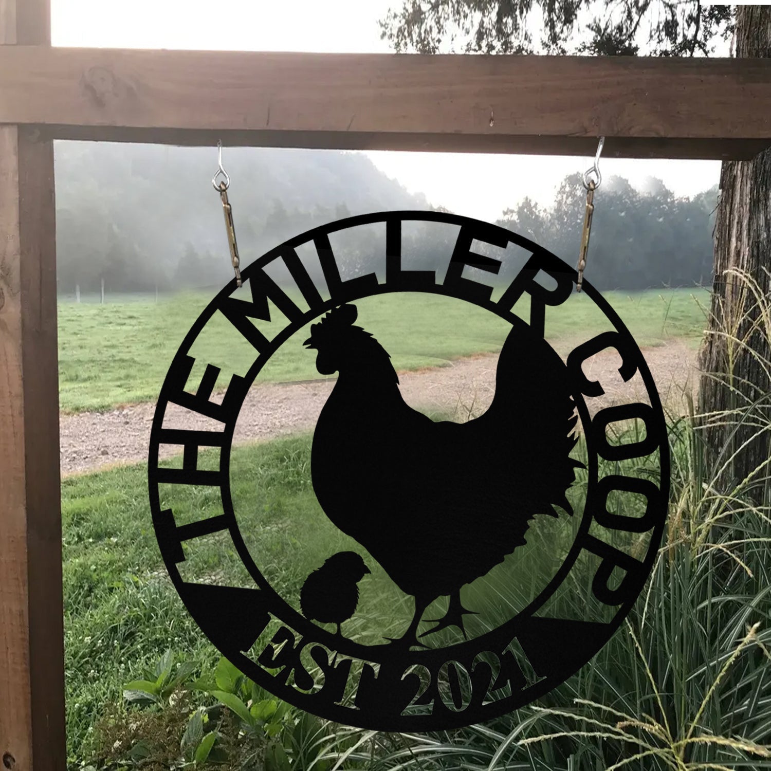 Personalized Hen Chick Chicken Metal Farm Coop Sign, Metal Laser Cut Metal Signs Custom Gift Ideas