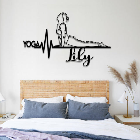 Yoga Girl Metal Sign, Custom Yoga Studio, Home Wall Decor, Wedding, Anniversary Art Gift For Her, Metal Laser Cut Metal Signs Custom Gift Ideas