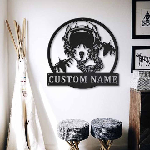 Personalized Fighter Pilot Metal Sign Art, Custom Fighter Pilot Monogram Metal Sign, Fighter Pilot Gifts, Job Gift, Decor Decoration, Laser Cut Metal Signs Custom Gift Ideas