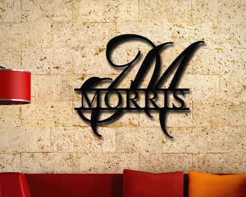 Last Name Metal Signsplit Letter Monogrampersonalized Home Decorporch Signliving Roomhousewarming Gift, Wedding Gift, Anniversary Gift, Laser Cut Metal Signs Custom Gift Ideas