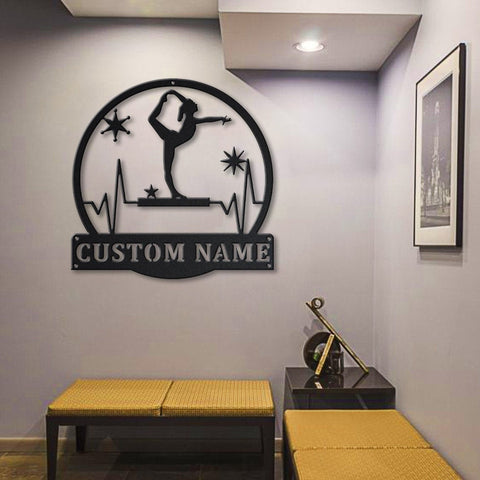 Personalized Balance Beam Monogram Metal Sign Art, Balance Beam Metal Sign, Artistic Gymnastics Outdoor Metal, Hobbie Gift, Laser Cut Metal Signs Custom Gift Ideas