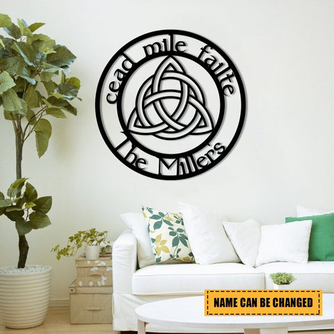 Personalized Trinity Cead Mile Failte Irish Celtic Knot Metal Art, Metal Laser Cut Metal Signs Custom Gift Ideas