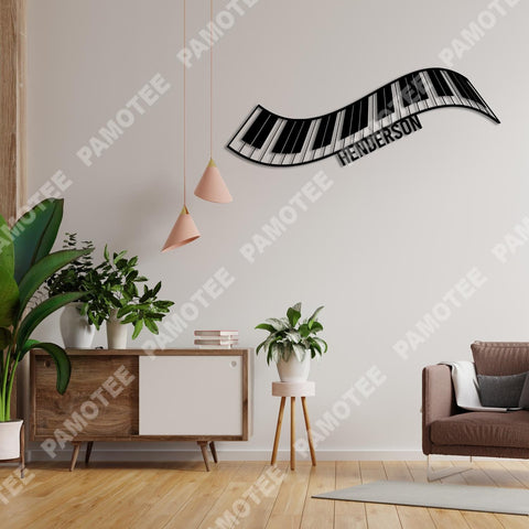 Custom Name Piano Keys Metal Art, Wall Art Gift For Pianist, Metal Laser Cut Metal Signs Custom Gift Ideas