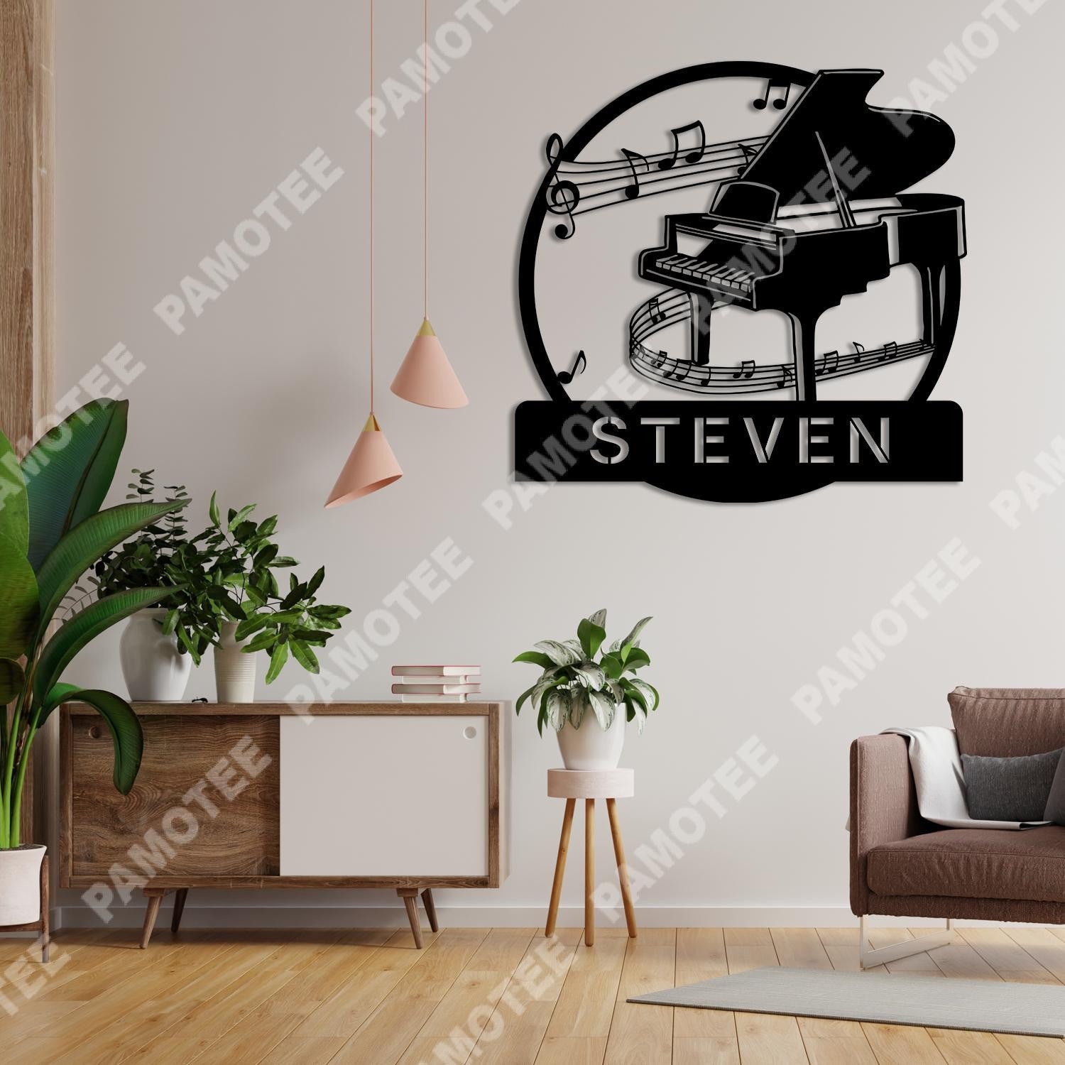 Personalized Name Piano Metal Sign, Piano Player Wall Hanging, Metal Laser Cut Metal Signs Custom Gift Ideas