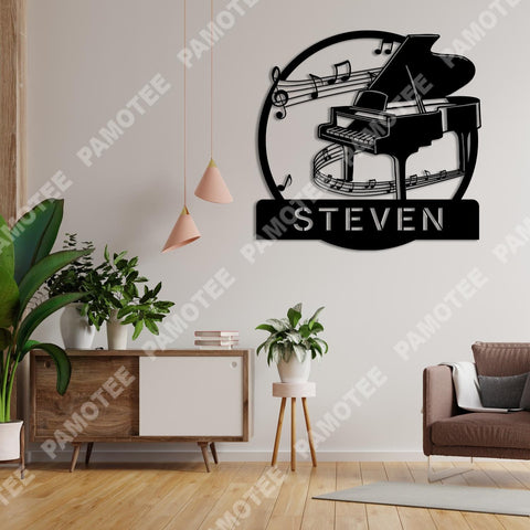 Personalized Name Piano Metal Sign, Piano Player Wall Hanging, Metal Laser Cut Metal Signs Custom Gift Ideas