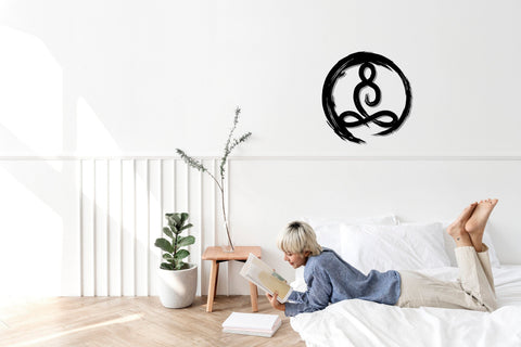 Enso Circle Buddha Metal Wall Art, Large Metal Decor, Yoga Studio Decor, Black Wall Art, Enso Circle With Buddha Pose, Gift For Yoga Lovers, Metal Laser Cut Metal Signs Custom Gift Ideas
