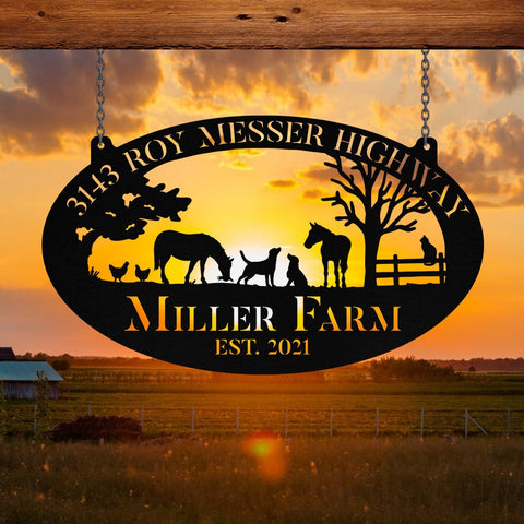 Personalized Metal Farm Sign Horse Dog Chicken Cat Monogram, Metal Laser Cut Metal Signs Custom Gift Ideas