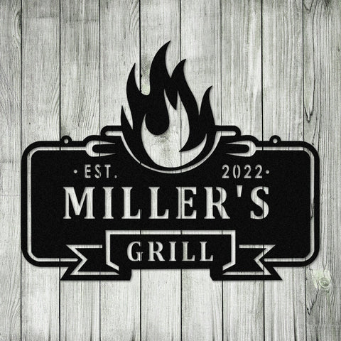 Personalized Family Name Bar Grill Metal Sign Monogram, Metal Laser Cut Metal Signs Custom Gift Ideas