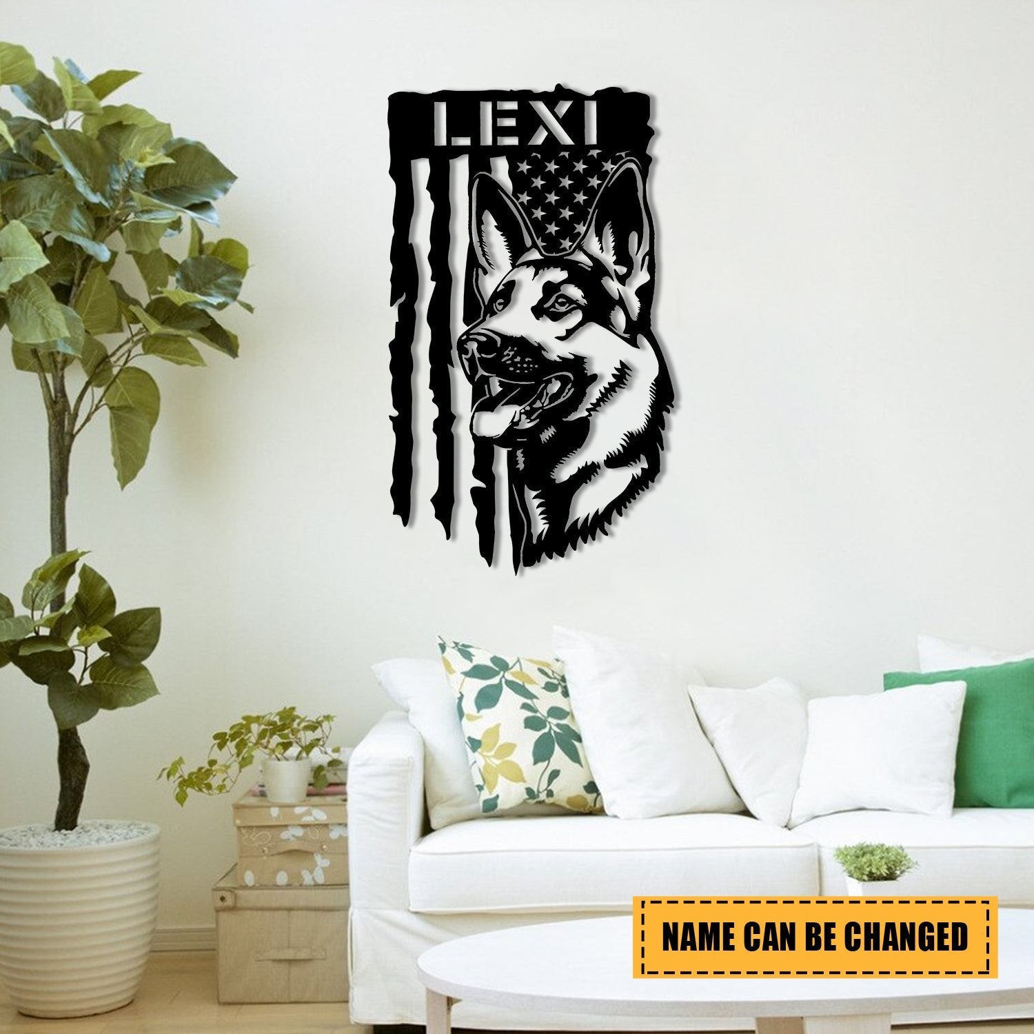 Personalized German Shepherd Dog America Metal Sign, Metal Laser Cut Metal Signs Custom Gift Ideas