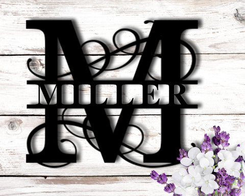 Personalized Family Name Metal Sign, Last Name Sign, Housewarming Gift, Metal Monogram, Wedding Gift, Anniversary Gift, Split Monogram Sign, Laser Cut Metal Signs Custom Gift Ideas