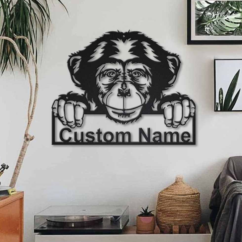 Personalized Chimpanzee Monkey Metal Sign Art, Custom Chimpanzee Monkey Metal Sign, Animal Funny, Pets Gift, Birthday Gift, Laser Cut Metal Signs Custom Gift Ideas