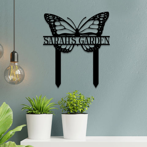 Personalized Butterfly Metal Garden Sign, Garden Stake, Home Decor, Wedding Art Gift For Her, Metal Laser Cut Metal Signs Custom Gift Ideas