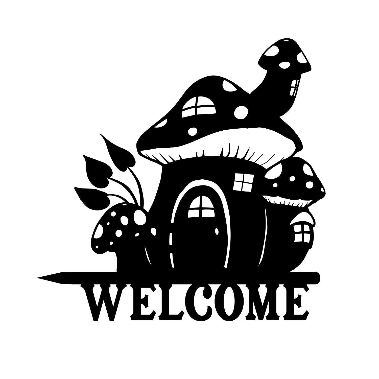 Customized Any Text Mushroom House Metal Tree Stake, Fungi, Fungus Metal Art, Metal Laser Cut Metal Signs Custom Gift Ideas