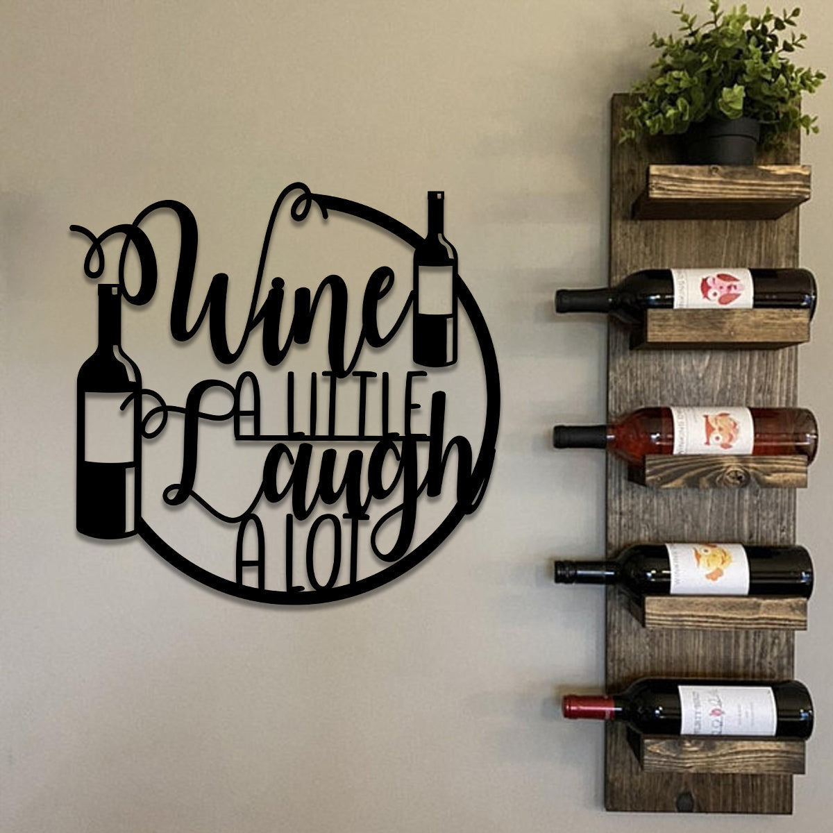 Personalized Wine Botlle Metal Bar Sign, Metal Laser Cut Metal Signs Custom Gift Ideas