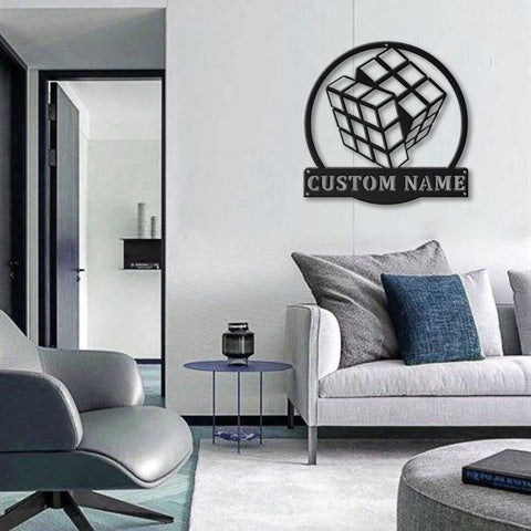Personalized Rubiks Monogram Metal Sign Art, Custom Rubiks Monogram Metal Sign, Hobbie Gifts, Sign Decoration, Birthday Gift, Laser Cut Metal Signs Custom Gift Ideas