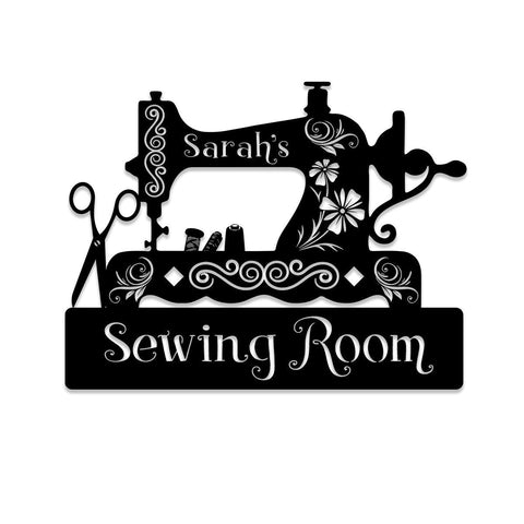 Personalized Sewing Machine Metal Sign, Sewing Room Metal Art, Metal Laser Cut Metal Signs Custom Gift Ideas