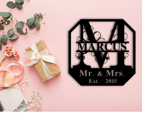 Mr & Mrs Sign, Custom Wedding Name Sign, Script Mr And Mrs Surname, Personalized Last Name Sign, Sweetheart Door Hanger, Head Table Decor, Metal Laser Cut Metal Signs Custom Gift Ideas