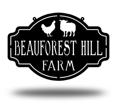 Metal Farm Sign , Sheep And Chicken Personalized Family Name Metal Sign Housewarming Gift Wedding Gift Personalized Gift, Laser Cut Metal Signs Custom Gift Ideas