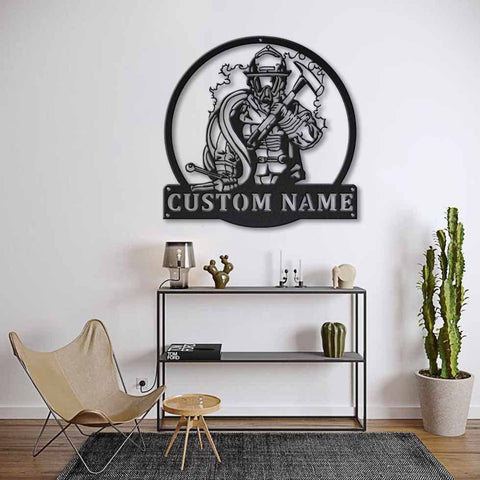 Personalized Fireman Firefighter Metal Sign Art, Custom Fireman Firefighter Monogram Metal Sign, Fireman Firefighter Gifts, Job Gift, Laser Cut Metal Signs Custom Gift Ideas
